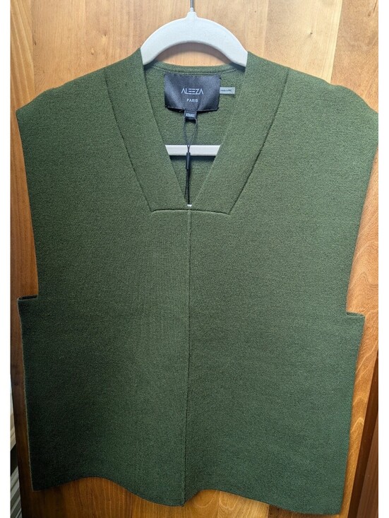 Sweaters - NWT ALEEZA PARIS ALORA VEST MOSS GREEN | 100% WOOL MINIMALIST LUXURY | SIZE XS